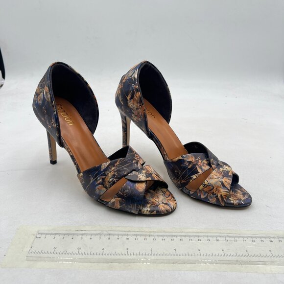 Pazzion Floral Print Open Toe High Heel D'Orsay Pumps Slip On Two Pieces Sandal - Picture 3 of 7